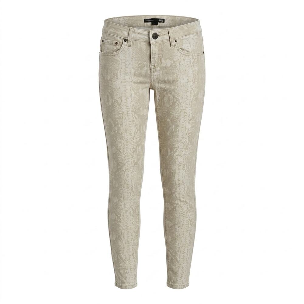 YMI Foxy Super Skinny Beige Snakeskin Animal Print Denim Jeans Women Size 1